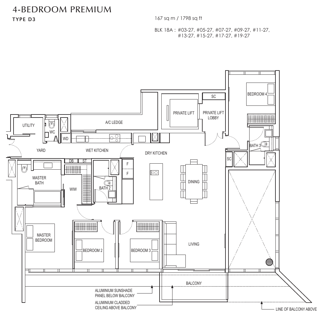 Type D3 · 4-Bedroom Premium · 1,798 sqft