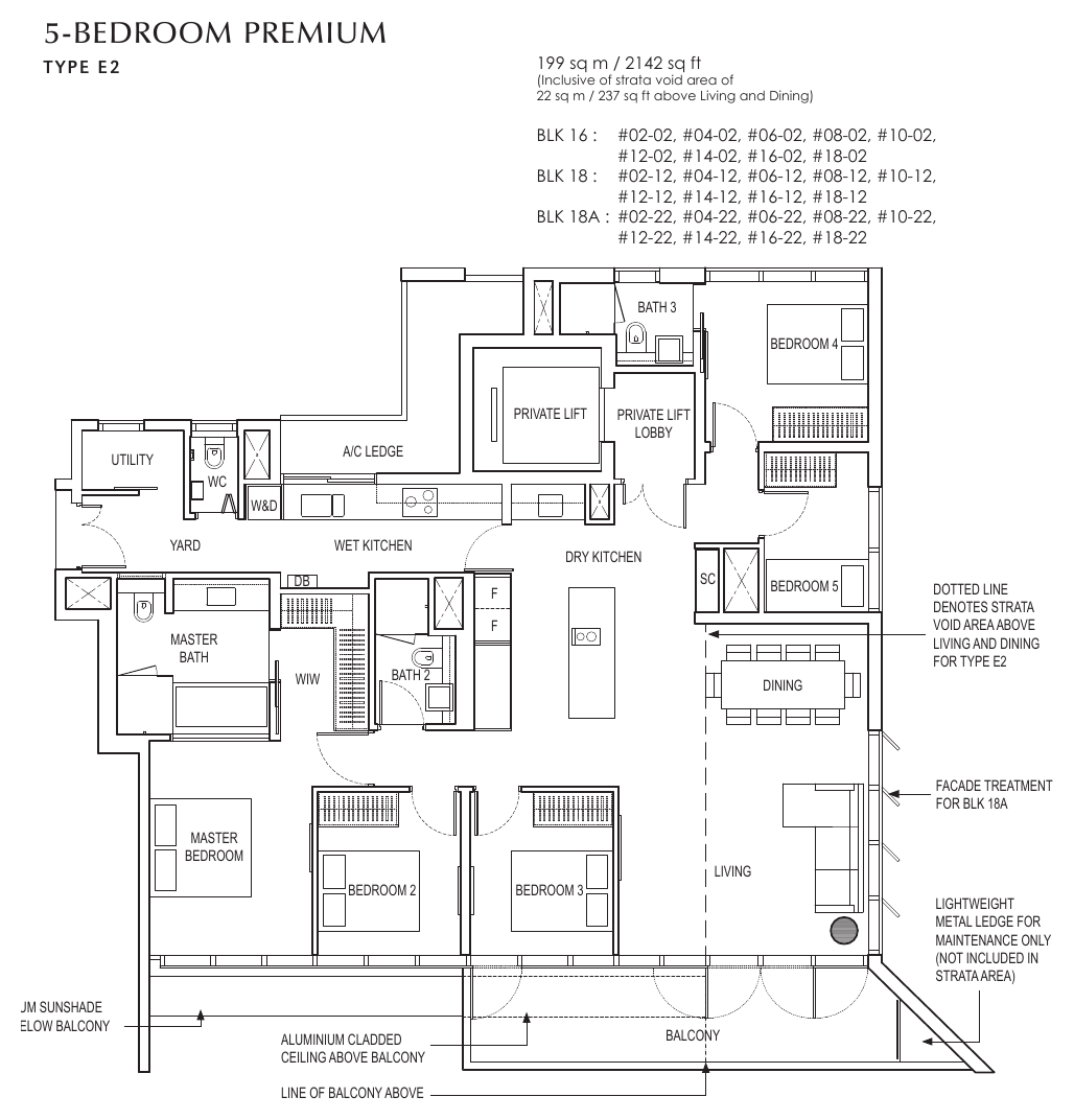 Type E2 · 5-Bedroom Premium · 2,142 sqft